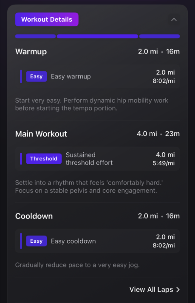 Workout details
