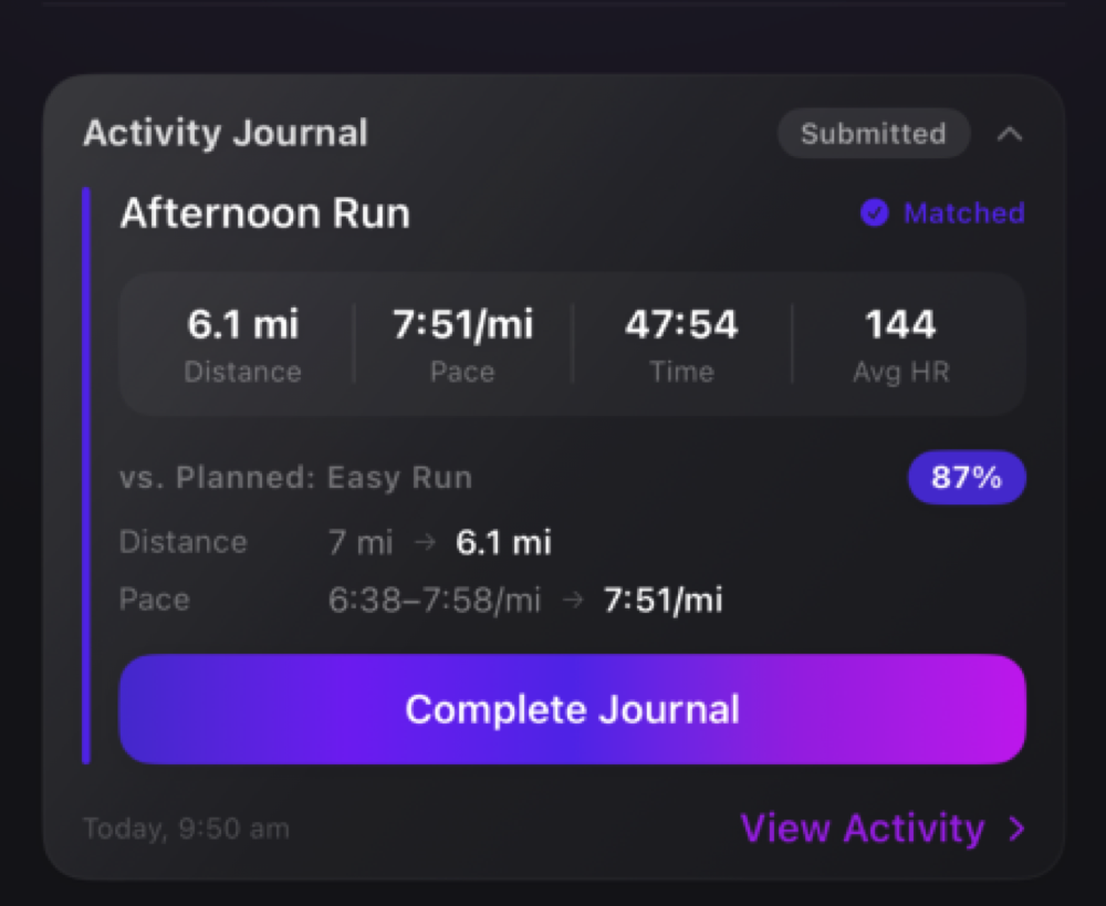 Activity match card