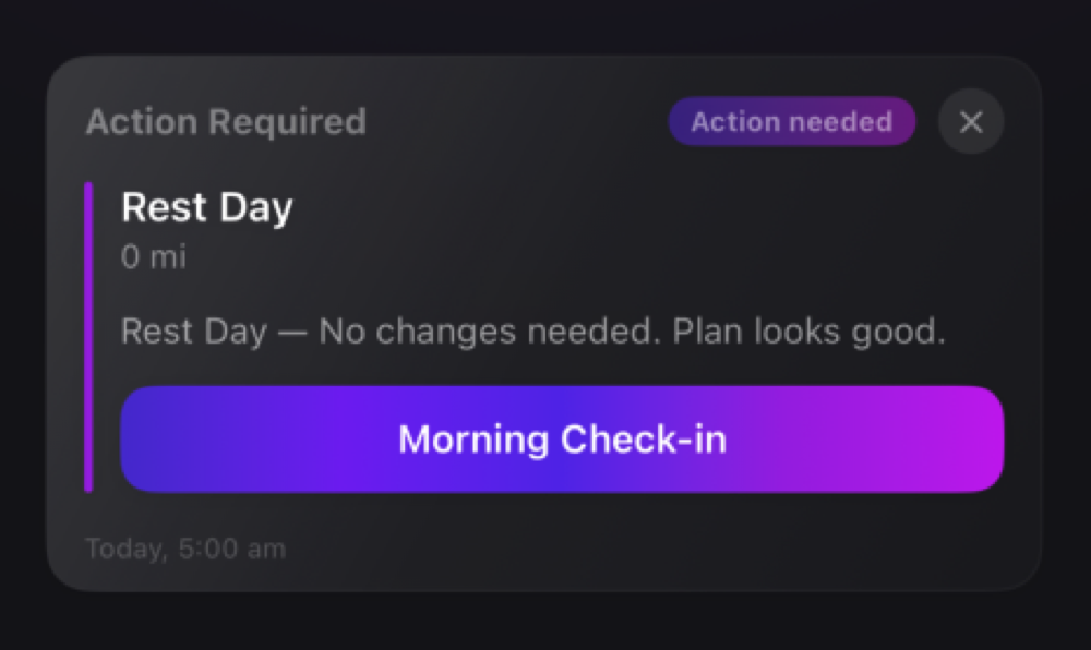 Morning check-in card